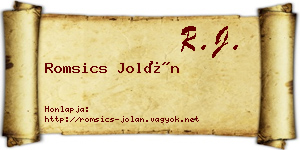 Romsics Jolán névjegykártya