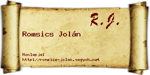 Romsics Jolán névjegykártya